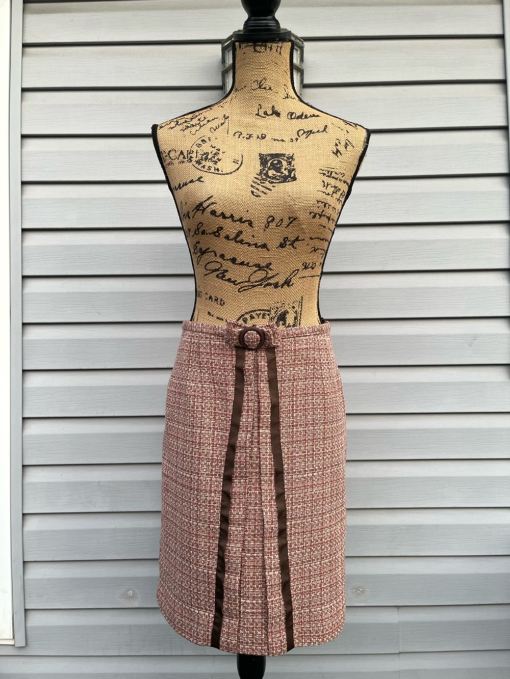 Vintage Y2k I.N.C. INTERNATIONAL CONCEPTS Ribbon Trim Tweed Pencil Skirt
